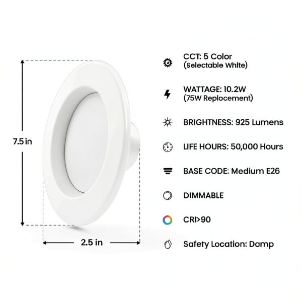 Feit Electric LED Recessed Lighting Dimmable Adjustable-1