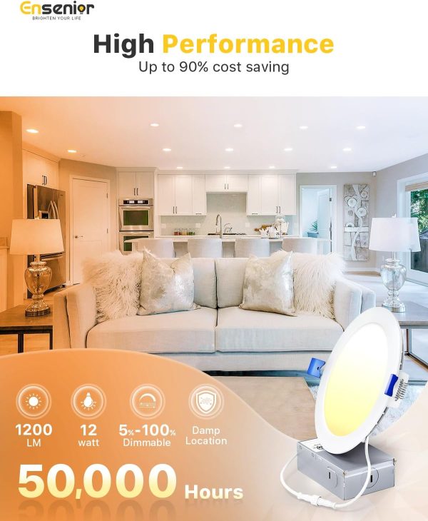 Ensenior 6 Inch Recessed Lighting 5CCT Dimmable LED Ceiling-2
