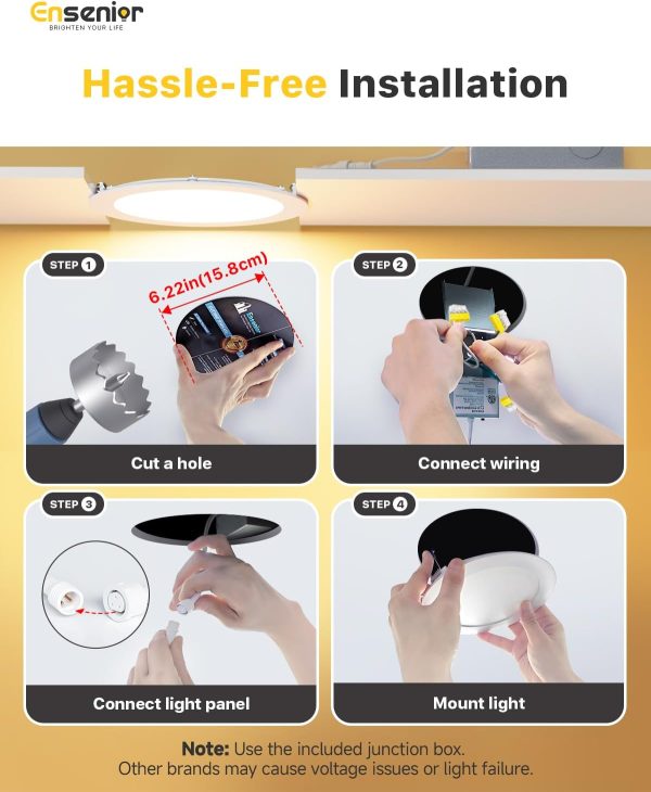Ensenior 6 Inch Recessed Lighting 5CCT Dimmable LED-5