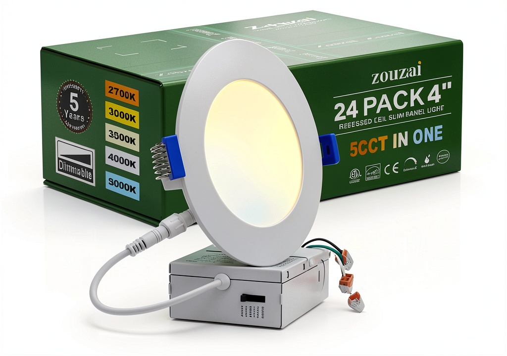 Zouzai 5CCT LED recessed light installed in a modern kitchen ceiling