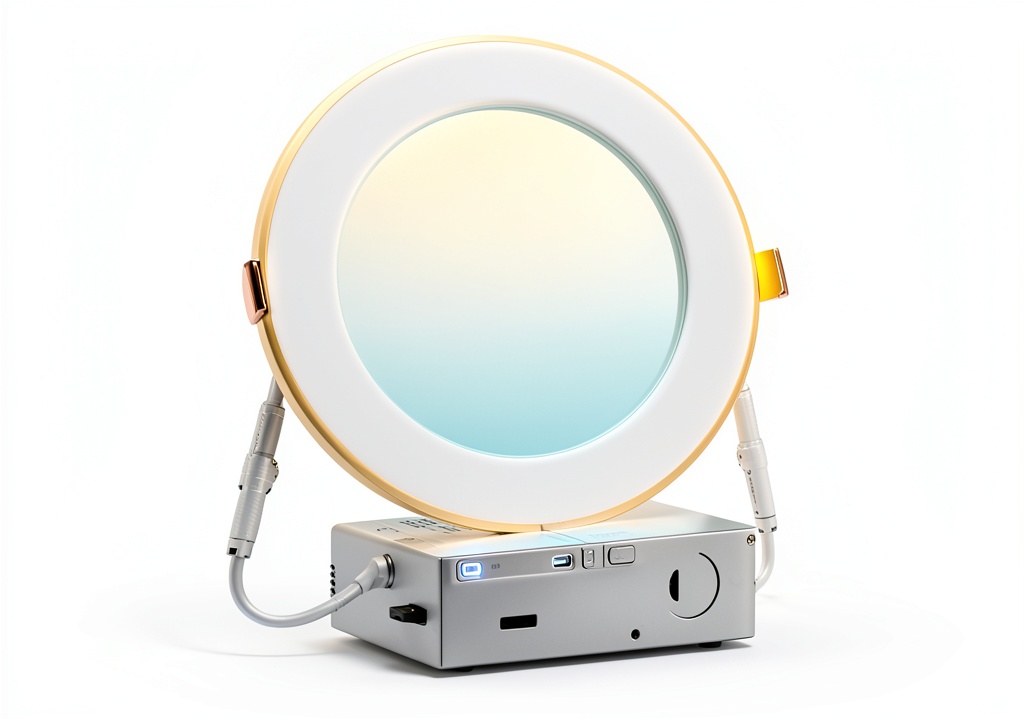 Amico LED recessed light installed in a bedroom ceiling with night light mode active