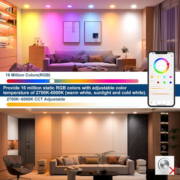 SikSog Smart RGBCW Recessed Lighting Alexa Voice Control-3