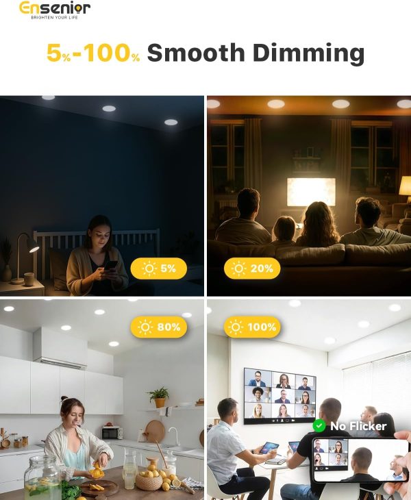Ensenior 6 Inch Recessed Lighting 5CCT Dimmable LED-3