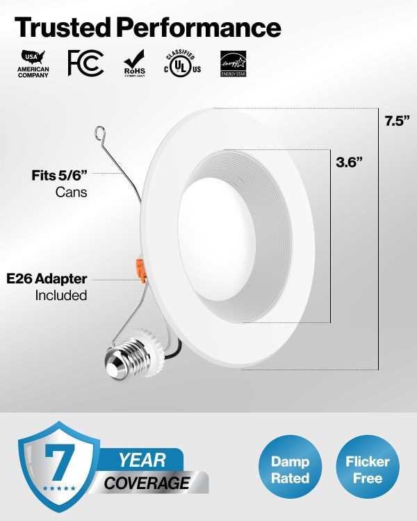 Sunco LED Downlight Retrofit Dimmable 5000K Daylight-6