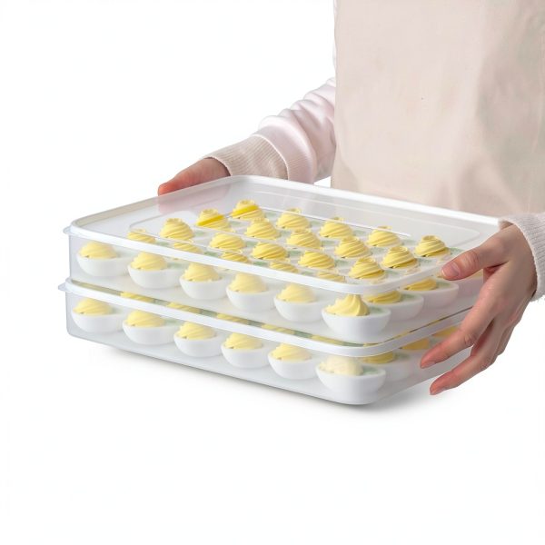 Deviled Egg Containers 77-Life 2-Pack 60-Egg Clear Stackable Tray-3