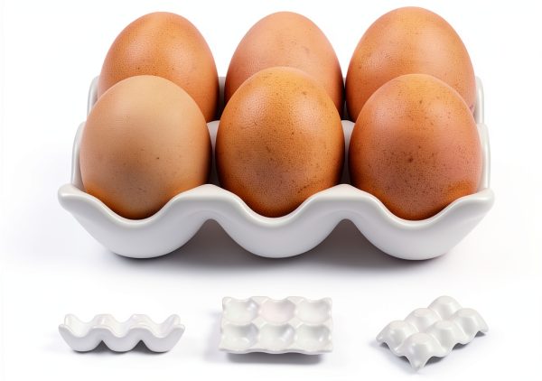 6 Cups Egg Tray Serveware AbbyCindy White 2-Pack Ceramic Organizer-1