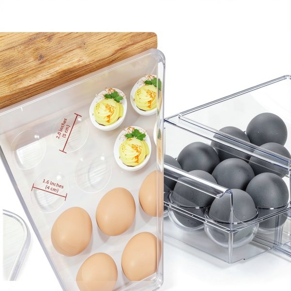 Deviled Egg Containers Newness Set of 2 Stackable Plastic Egg Tray-1