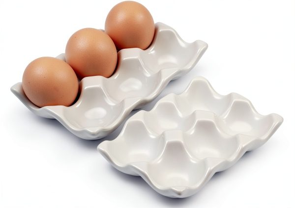 6 Cups Egg Tray Serveware AbbyCindy White 2-Pack Ceramic Organizer-0