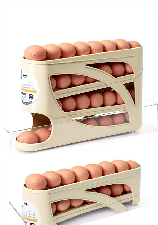 Egg Holder for Fridge,Egg holder countertop,Space-Saving Automatic Rolling Egg Dispenser for Refrigerator,4 Tiers egg dispenser Holds up to 30 pcs, Dispenser for Fridge-4