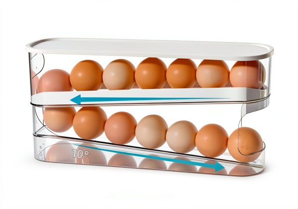 Auto Rolling Egg Holder Sipobuy Fridge Tray with Lid, Two‑Tier Design-2