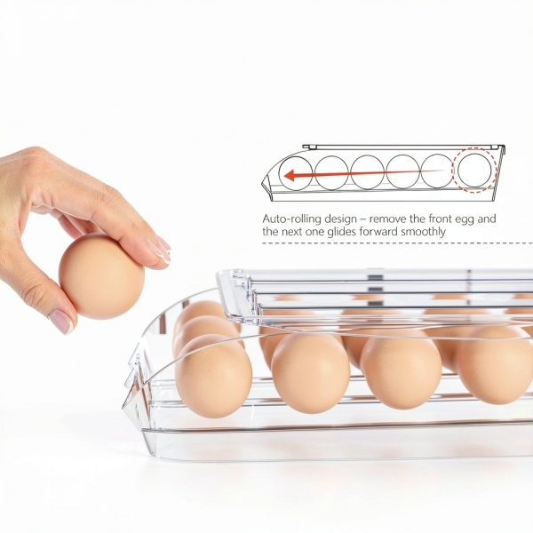 Proarea Egg Holder for Fridge 36 Capacity Automatic Rolling Egg Organizer for Refrigerator, Clear Stackable Container for Kitchen or Pantry Storage 2 Pack-1
