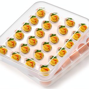 Deviled Egg Containers Newness Set of 2 Stackable Plastic Egg Tray-0