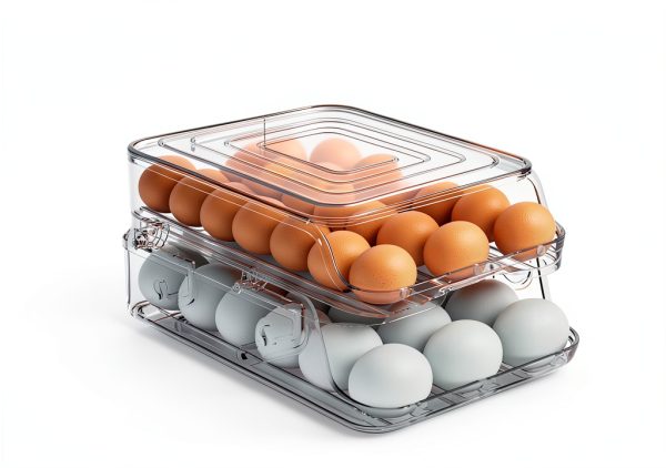 Egg Holder GleeNflux Foldable Auto-Rolling Refrigerator Tray 42 Eggs-1