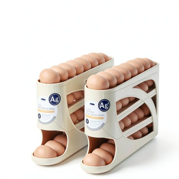 Egg Holder for Fridge,Egg holder countertop,Space-Saving Automatic Rolling Egg Dispenser for Refrigerator,4 Tiers egg dispenser Holds up to 30 pcs, Dispenser for Fridge-1