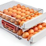 Sooyee 60 Capacity Egg Container for Refrigerator, Household Egg Holder for Fridge, Transparent 2 Drawers Chicken Egg Storage Container,White-0