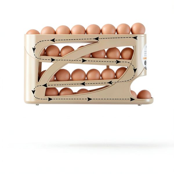 Egg Holder for Fridge,Egg holder countertop,Space-Saving Automatic Rolling Egg Dispenser for Refrigerator,4 Tiers egg dispenser Holds up to 30 pcs, Dispenser for Fridge-2