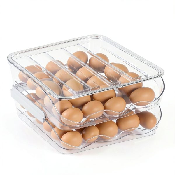 Proarea Egg Holder for Fridge 36 Capacity Automatic Rolling Egg Organizer for Refrigerator, Clear Stackable Container for Kitchen or Pantry Storage 2 Pack-5