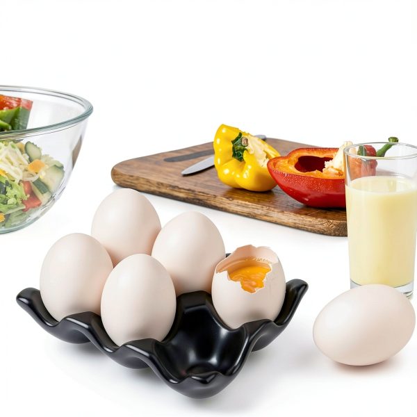 6 Cups Egg Tray Serveware AbbyCindy White 2-Pack Ceramic Organizer-4