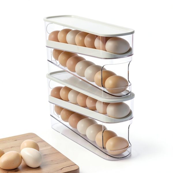 Auto Rolling Egg Holder Sipobuy Fridge Tray with Lid, Two‑Tier Design-5