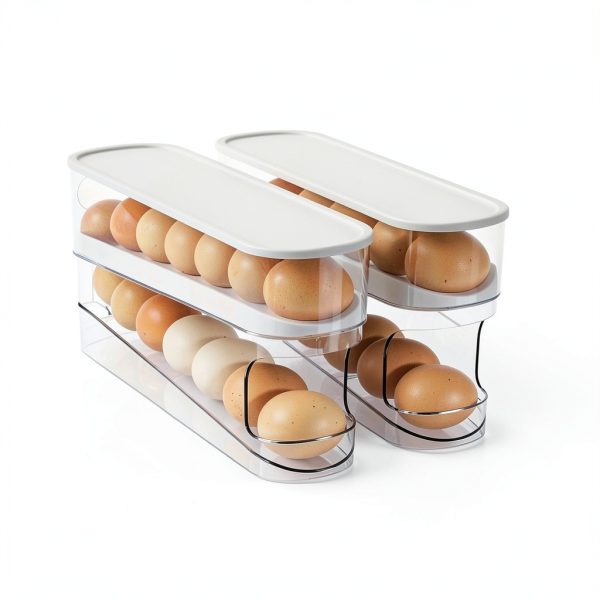 Auto Rolling Egg Dispenser for Refrigerator, Space-Saving Fridge Egg Organizers and Storage with Lid, Egg Tray for Countertop, Kitchen & Outdoor Use-5