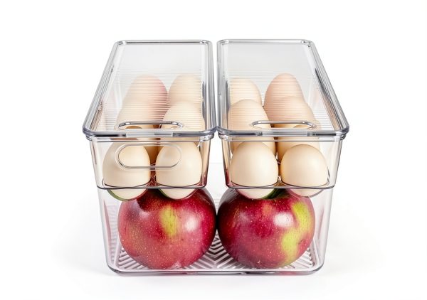 Vtopmart Egg Container Holders for Refrigerator - Clear Stackable Trays for 14 Eggs, Plastic Storage Bins for Fridge Organization (2 Pack)-3