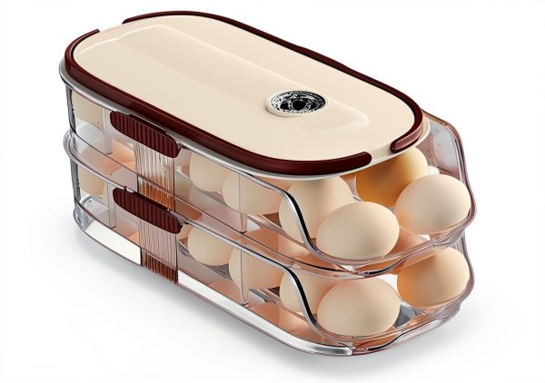 Egg Holder ShuNuac 2 Tier Refrigerator Organizer with Lid and Handle-0
