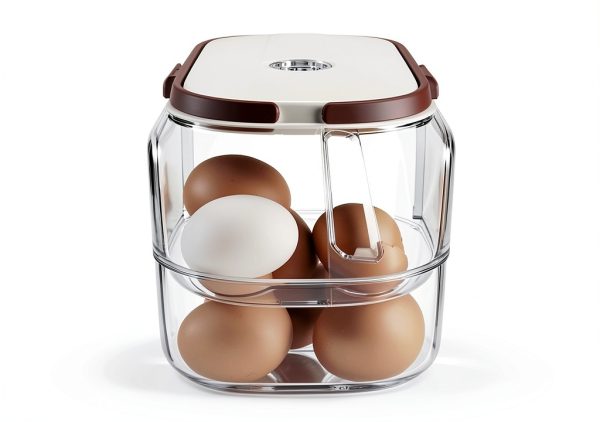 Egg Holder ShuNuac 2 Tier Refrigerator Organizer with Lid and Handle-4