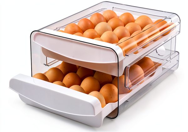 Egg Container Holders Dispenser Luckore 2 Tier Tray for 40 Eggs-0