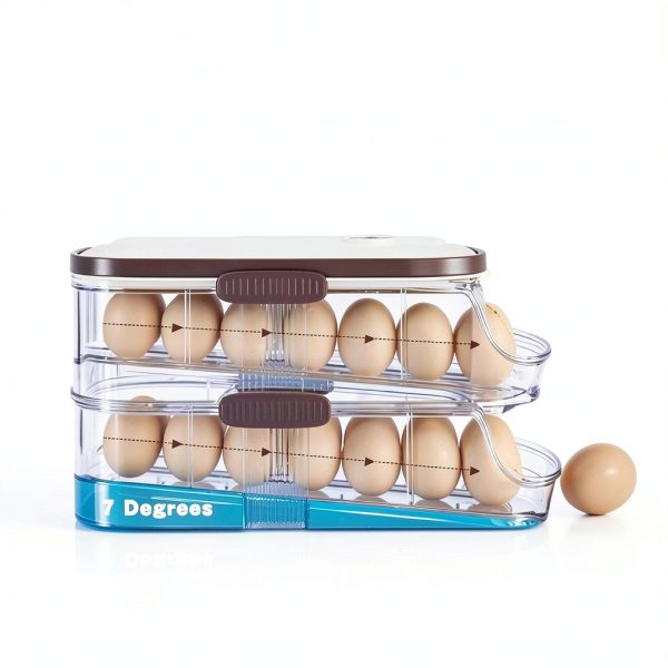 Egg Holder ShuNuac 2 Tier Refrigerator Organizer with Lid and Handle-5