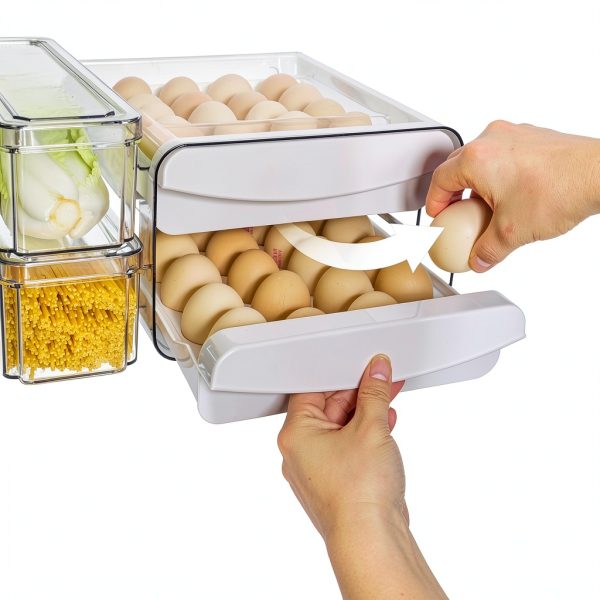 Egg Container Holders Dispenser Luckore 2 Tier Tray for 40 Eggs-2