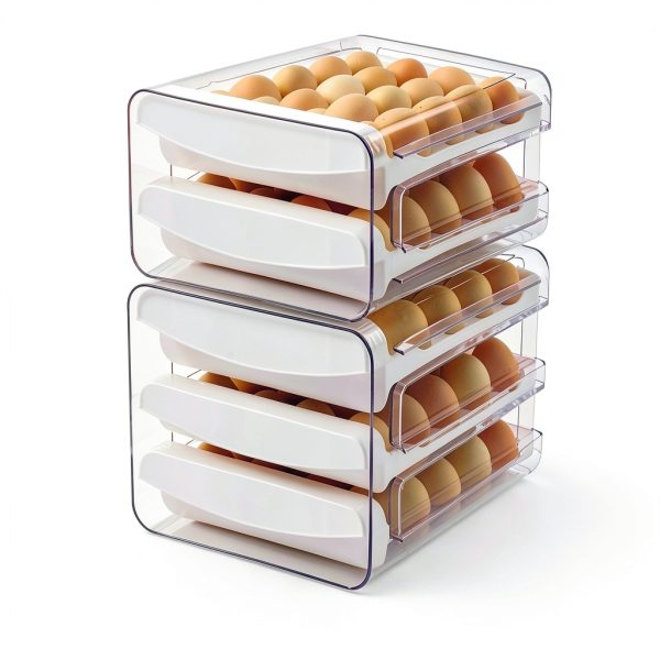 Egg Container Holders Dispenser Luckore 2 Tier Tray for 40 Eggs-6