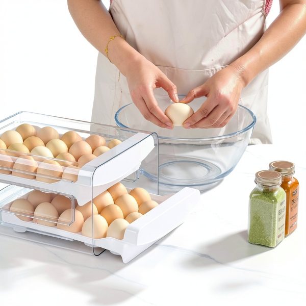 Egg Container Holders Dispenser Luckore 2 Tier Tray for 40 Eggs-5