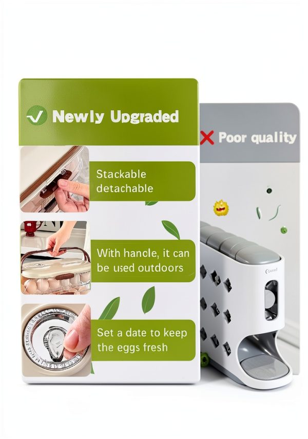 Egg Holder ShuNuac 2 Tier Refrigerator Organizer with Lid and Handle-2